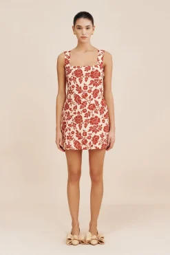 Shop ALICE MINI DRESS - SCARLET BLOOM Mini Dresses|Linen Dresses