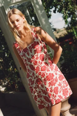 Shop ALICE MINI DRESS - SCARLET BLOOM Mini Dresses|Linen Dresses