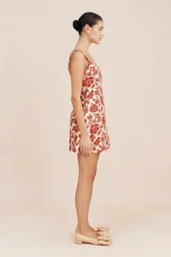 Shop ALICE MINI DRESS - SCARLET BLOOM Mini Dresses|Linen Dresses