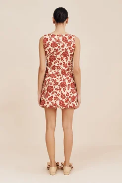 Shop ALICE MINI DRESS - SCARLET BLOOM Mini Dresses|Linen Dresses