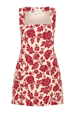 Shop ALICE MINI DRESS - SCARLET BLOOM Mini Dresses|Linen Dresses