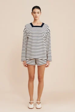 Cheap ARCHIE LONG SLEEVE TOP - NAVY STRIPE Coordinating Sets|Tops