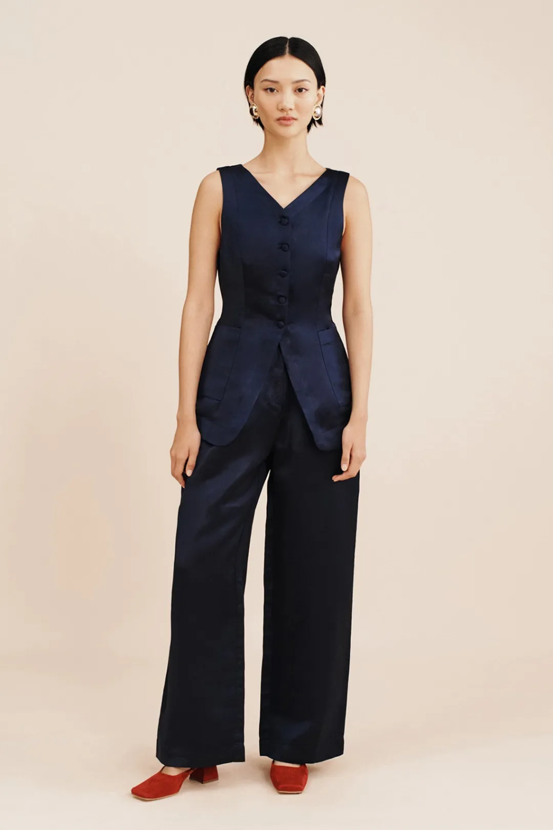 Hot LORENZO HIGH NECK VEST - Coordinating Sets|Tops