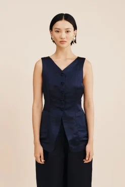 Hot LORENZO HIGH NECK VEST - Coordinating Sets|Tops