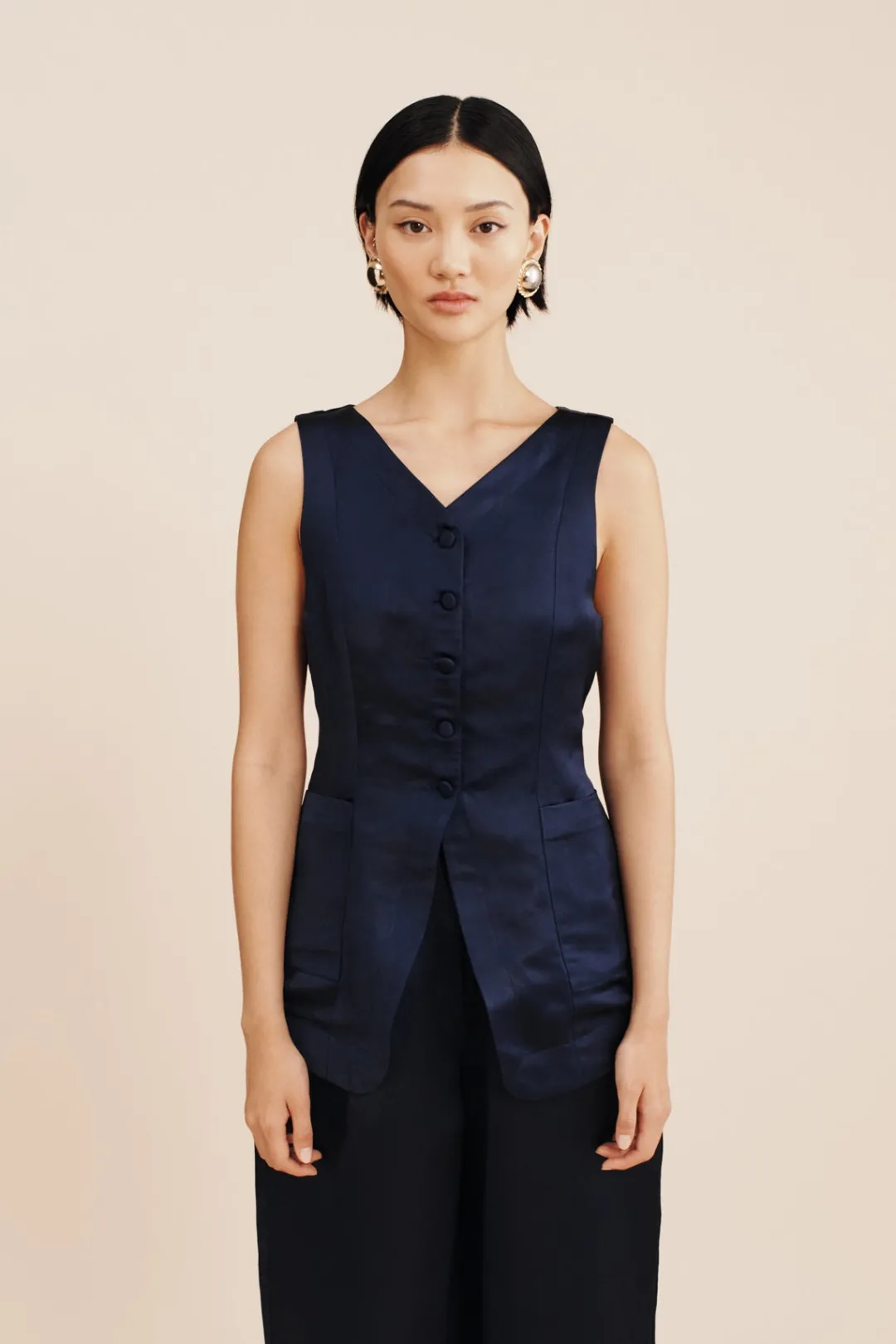 Hot LORENZO HIGH NECK VEST - Coordinating Sets|Tops