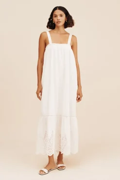 Store LOUISA TIE DRESS - VINTAGE WHITE Maxi Dresses|Dresses