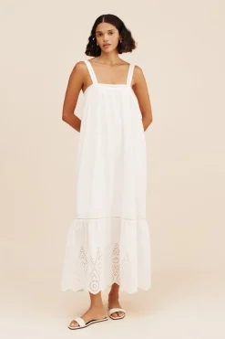 Store LOUISA TIE DRESS - VINTAGE WHITE Maxi Dresses|Dresses