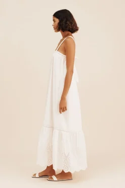 Store LOUISA TIE DRESS - VINTAGE WHITE Maxi Dresses|Dresses