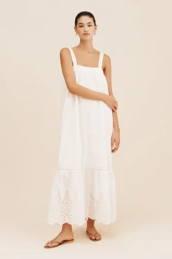 Store LOUISA TIE DRESS - VINTAGE WHITE Maxi Dresses|Dresses