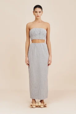 Outlet MIRA BANDEAU - BLUE GINGHAM Coordinating Sets|Tops