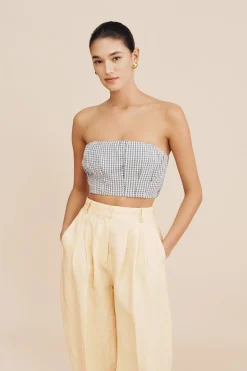 Outlet MIRA BANDEAU - BLUE GINGHAM Coordinating Sets|Tops