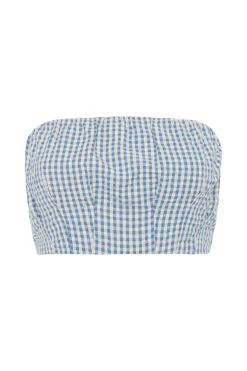 Outlet MIRA BANDEAU - BLUE GINGHAM Coordinating Sets|Tops
