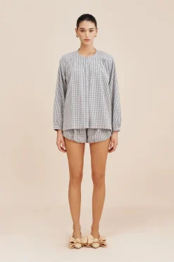 Cheap MIRA SHIRT - BLUE GINGHAM Coordinating Sets|Tops