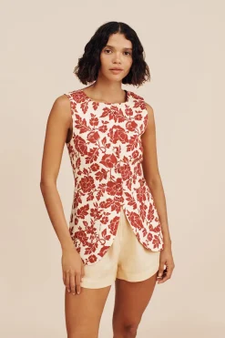 Cheap ROMEO VEST - SCARLET BLOOM Tops|Coordinating Sets