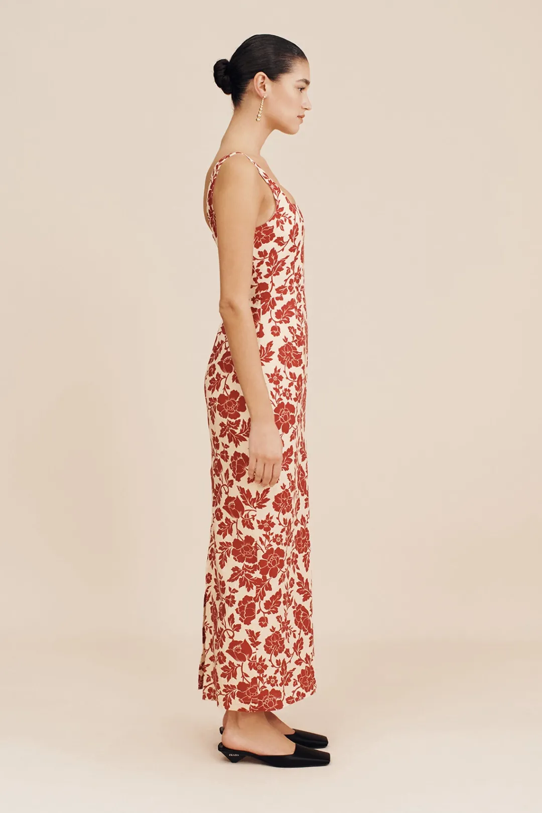 Hot SKYLA COLUMN DRESS - SCARLET BLOOM Linen Dresses|Occasional Dresses