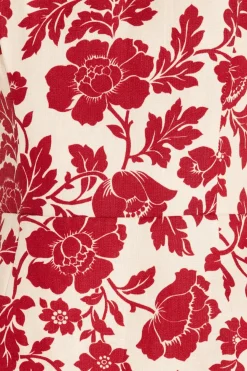 Hot SKYLA COLUMN DRESS - SCARLET BLOOM Linen Dresses|Occasional Dresses
