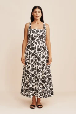 New SKYLA DRESS - NOIR BLOOM Linen Dresses|Occasional Dresses