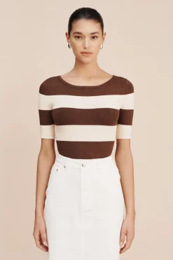 Online THEO TOP - CHOCOLATE STRIPE Knitwear|Tops