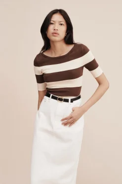 Online THEO TOP - CHOCOLATE STRIPE Knitwear|Tops