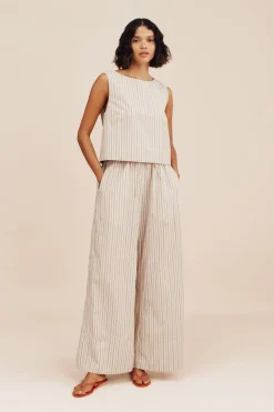 Best Sale VIVIAN PANT - BEIGE STRIPE Coordinating Sets|Trousers