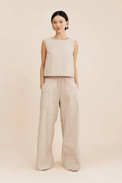 Best Sale VIVIAN PANT - BEIGE STRIPE Coordinating Sets|Trousers